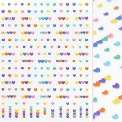 Tensor New Arrivals 3D Embossed Nail Art Sticker / Rainbow Hearts / Bright