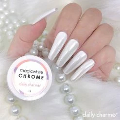 MORE BEAUTY Summer Nails Magic White Chrome Powder