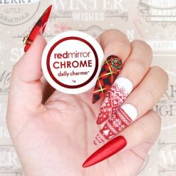 MORE BEAUTY Summer Nails Mirror Red Chrome Powder