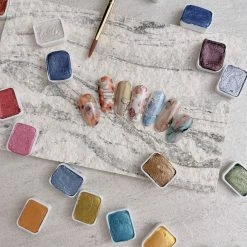 MORE BEAUTY New Arrivals Metallic Watercolor Nail Art Palette / 20 Colors