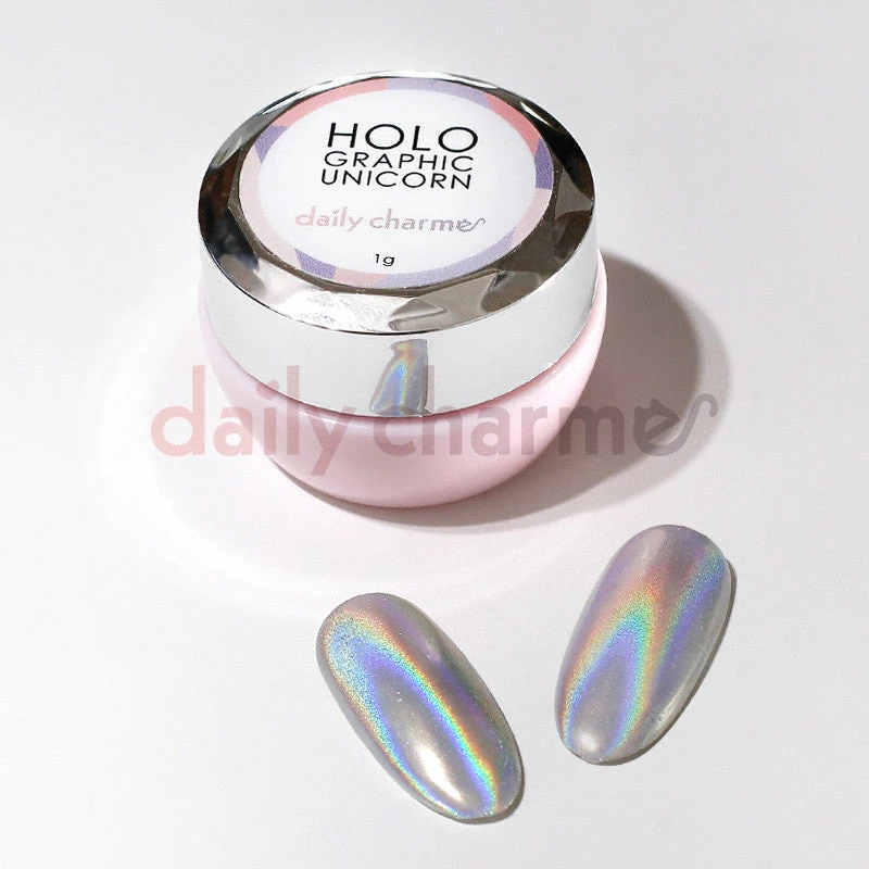 MORE BEAUTY Holographic Silver Unicorn Powder Summer Nails 2 MORE BEAUTY Holographic Silver Unicorn Powder Summer Nails