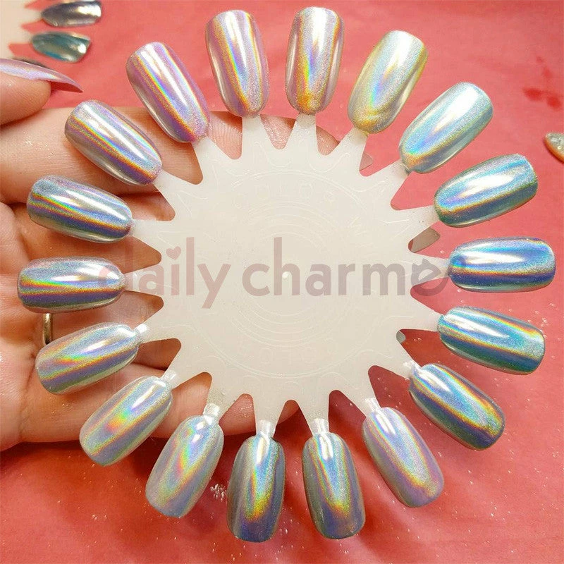 MORE BEAUTY Holographic Silver Unicorn Powder Summer Nails 3 MORE BEAUTY Holographic Silver Unicorn Powder Summer Nails