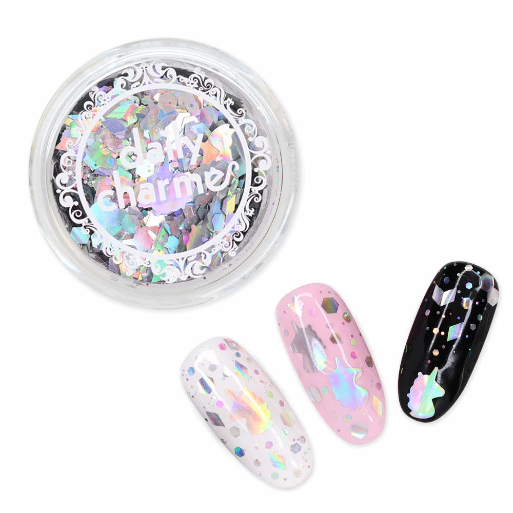 Daily Charme Nail Art Holographic Unicorn Party Glitter Mix 1 Daily Charme Nail Art Holographic Unicorn Party Glitter Mix