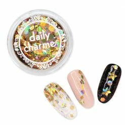Daily Charme Nail Art Gold Holographic Shape Glitter Mix