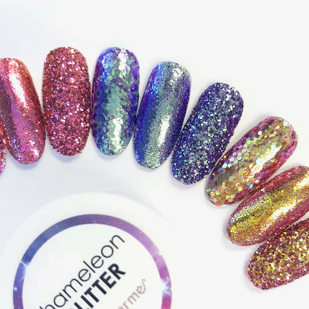 XuCai Nail Art Chameleon Color Shifting Hex Glitter / Dragon Flame 2 XuCai Nail Art Chameleon Color Shifting Hex Glitter / Dragon Flame