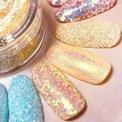 XuCai Summer Nails Pastel Iridescent Glitter / Creme Brulee