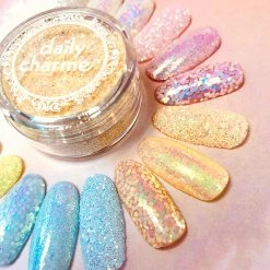 XuCai Summer Nails Pastel Iridescent Glitter / Creme Brulee