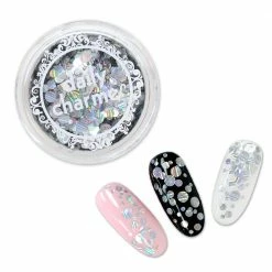 XuCai Nail Art Silver Striped Holographic Dot Mix