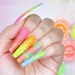 Hui Mei Sen Glitters Candy Nails - 20% Off Iridescent Neon Glitter Dust / Pink Sangria