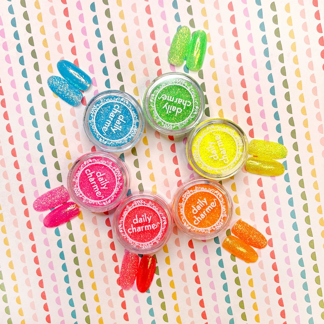 Hui Mei Sen Glitters Iridescent Neon Glitter Dust / Mint Mojito Candy Nails - 20% Off 3 Hui Mei Sen Glitters Iridescent Neon Glitter Dust / Mint Mojito Candy Nails - 20% Off