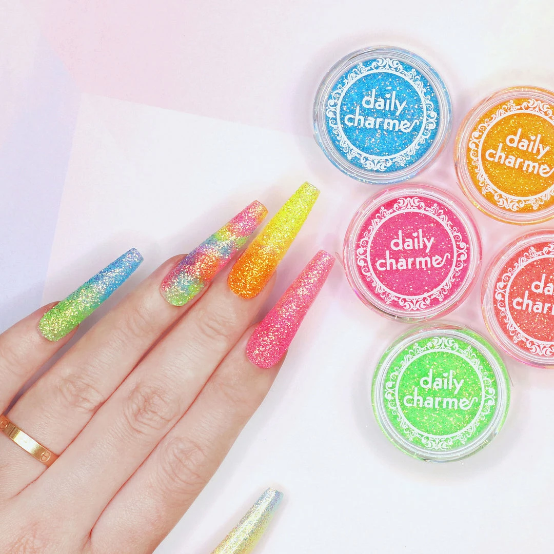 Hui Mei Sen Glitters Iridescent Neon Glitter Dust / Mint Mojito Candy Nails - 20% Off 2 Hui Mei Sen Glitters Iridescent Neon Glitter Dust / Mint Mojito Candy Nails - 20% Off