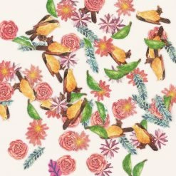 Julia Delicate Soft Paper Glitter / Goldfinch Blossoms Summer Nails