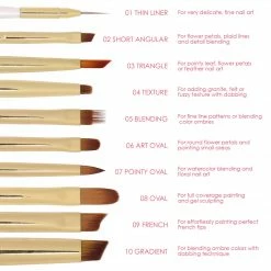 Passet Daily Charme Nail Art Brush / 10 Piece Set