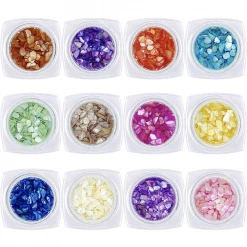 MORE BEAUTY Colorful Seashell Gem Set / 12 Jars Summer Nails