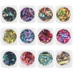 MORE BEAUTY Colorful Large Crushed Seashell Set / 12 Jars / Dark