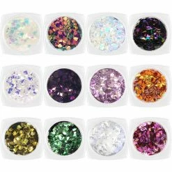 1688 Colorful Iridescent AB Diamond Gem Glitter Set / 12 Jars