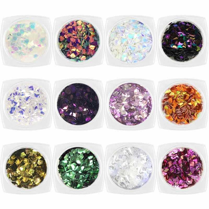 1688 Colorful Iridescent AB Diamond Gem Glitter Set / 12 Jars 1 1688 Colorful Iridescent AB Diamond Gem Glitter Set / 12 Jars