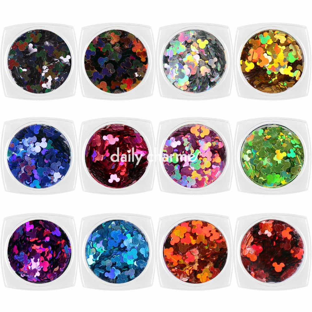 1688 - MeiCaiLin Colorful Holographic Mickey Mouse Glitter Set / 12 Jars Pride Month 1 1688 - MeiCaiLin Colorful Holographic Mickey Mouse Glitter Set / 12 Jars Pride Month