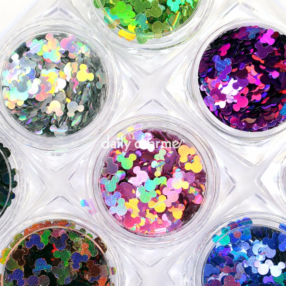 1688 - MeiCaiLin Colorful Holographic Mickey Mouse Glitter Set / 12 Jars Pride Month 2 1688 - MeiCaiLin Colorful Holographic Mickey Mouse Glitter Set / 12 Jars Pride Month
