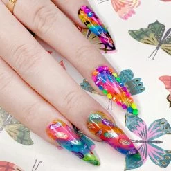 1688 - MuJia Nail Art Foil Paper / Colorful Feathers