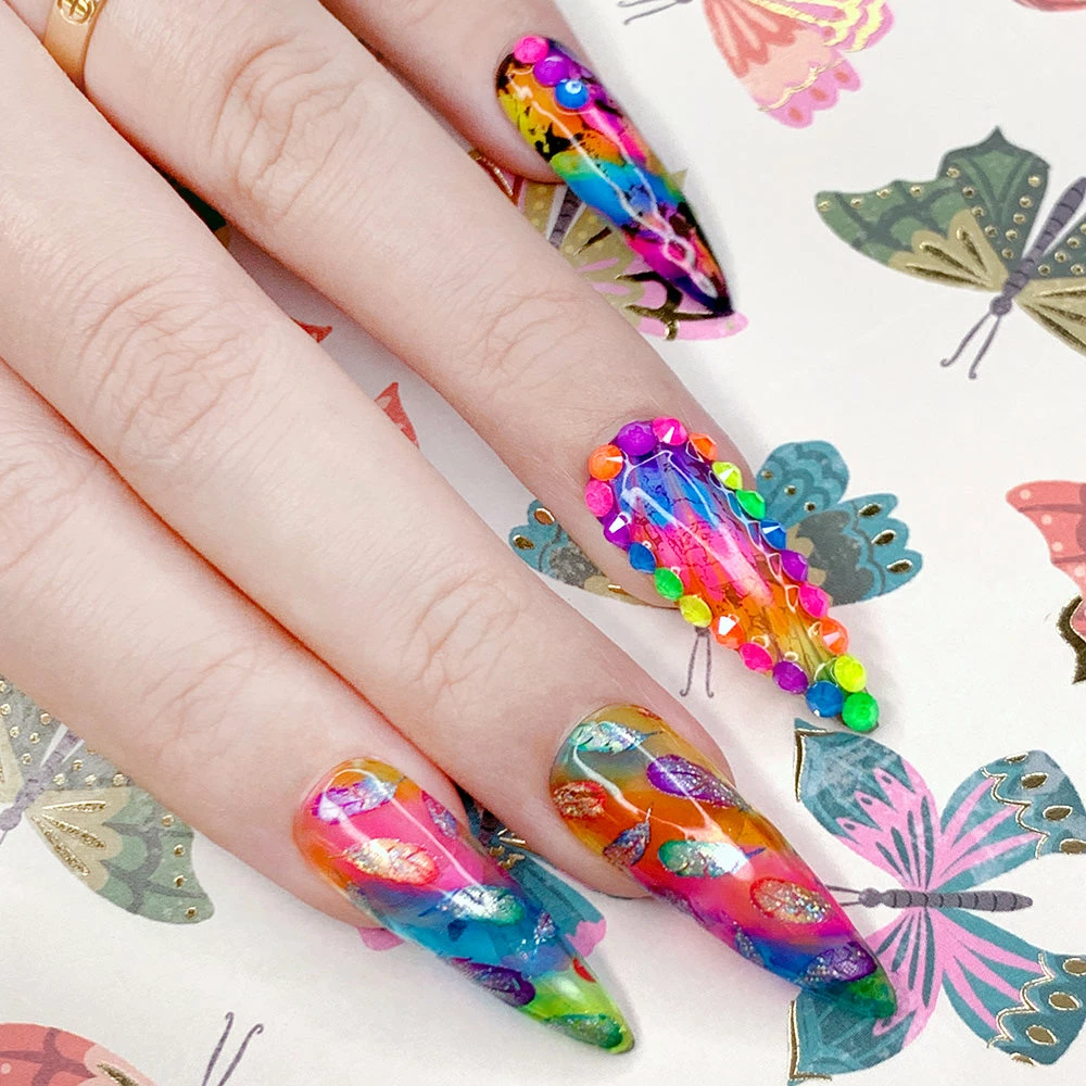 1688 - MuJia Nail Art Foil Paper / Colorful Feathers 2 1688 - MuJia Nail Art Foil Paper / Colorful Feathers