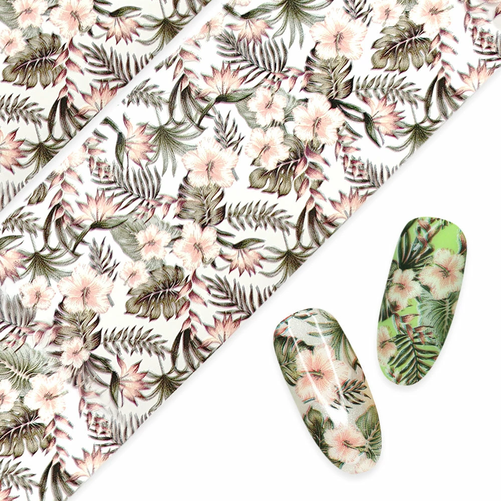 MORE BEAUTY Nail Art Foil Paper / Vintage Hibiscus Print 1 MORE BEAUTY Nail Art Foil Paper / Vintage Hibiscus Print