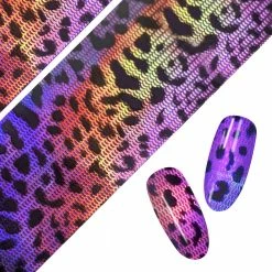 1688 - MuJia Nail Art Foil Paper / Holo Leopard Print / Purple