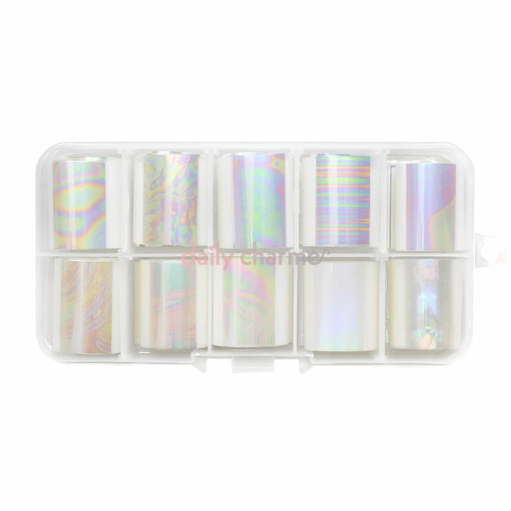 1688 - MuJia Nail Art Foil Box / 10 Designs / Iridescent 1 1688 - MuJia Nail Art Foil Box / 10 Designs / Iridescent
