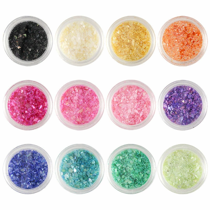 1688 Summer Nails Colorful Crushed Seashell Set / 12 Jars 1 1688 Summer Nails Colorful Crushed Seashell Set / 12 Jars