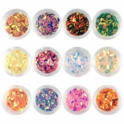 1688 Colorful Iridescent AB Marquise Glitter Set / 12 Jars Nail Art