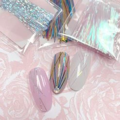 1688 - MuJia Summer Nails Ultra Thin Holographic Film Paper Strips / Silver