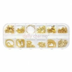 1688 Nail Art Gold Metallic Chains Set / 12 Designs