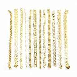 1688 Nail Art Gold Metallic Chains Set / 12 Designs
