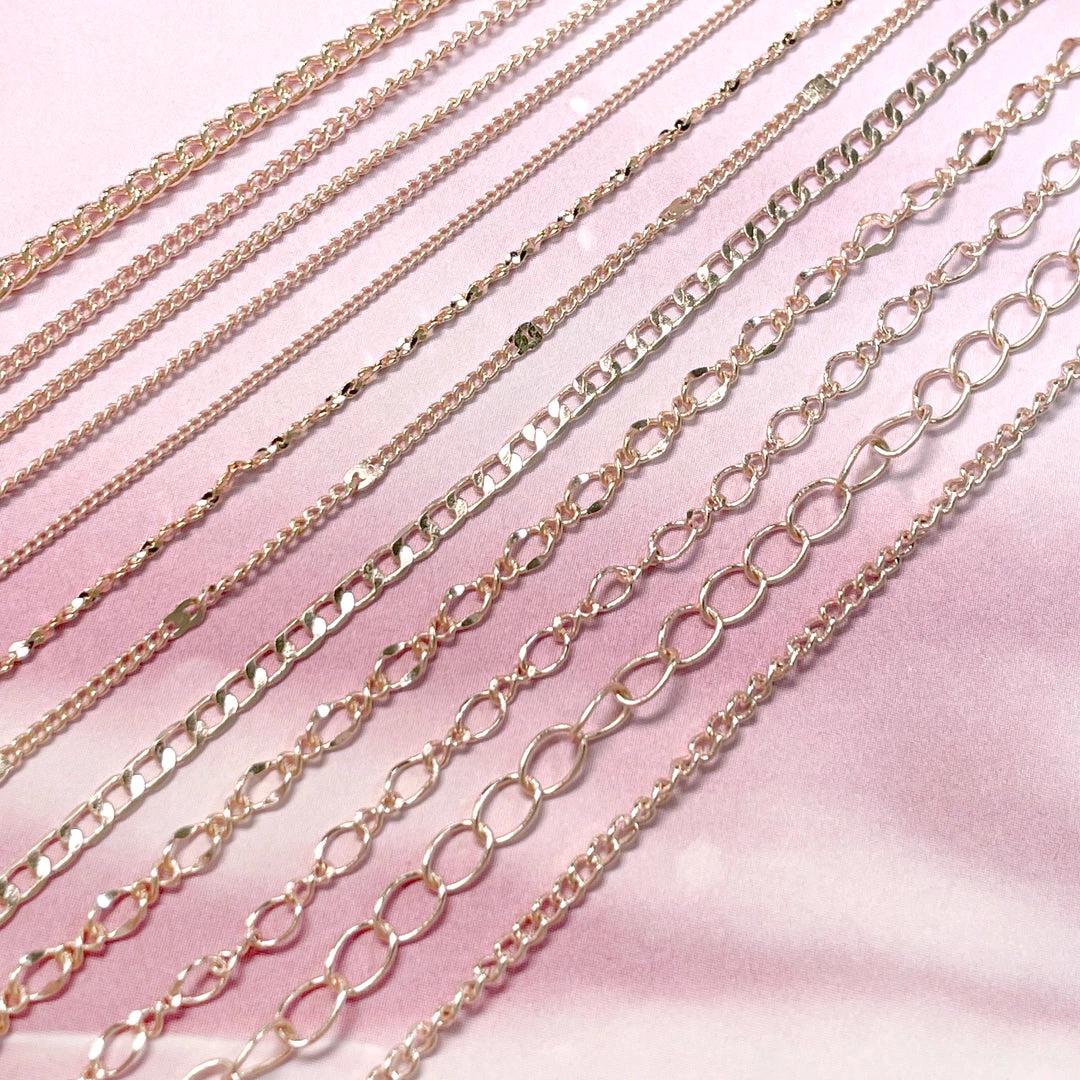 1688 - MeiCaiLin Rose Gold Metallic Chains Set / 12 Designs 2 1688 - MeiCaiLin Rose Gold Metallic Chains Set / 12 Designs