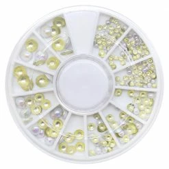 1688 Round Metal Studs Wheel / White AB Nail Art