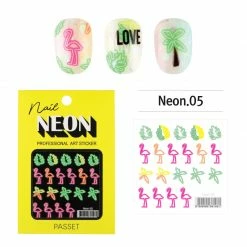 Passet Neon Nail Art Sticker / Tropical Flamingoes