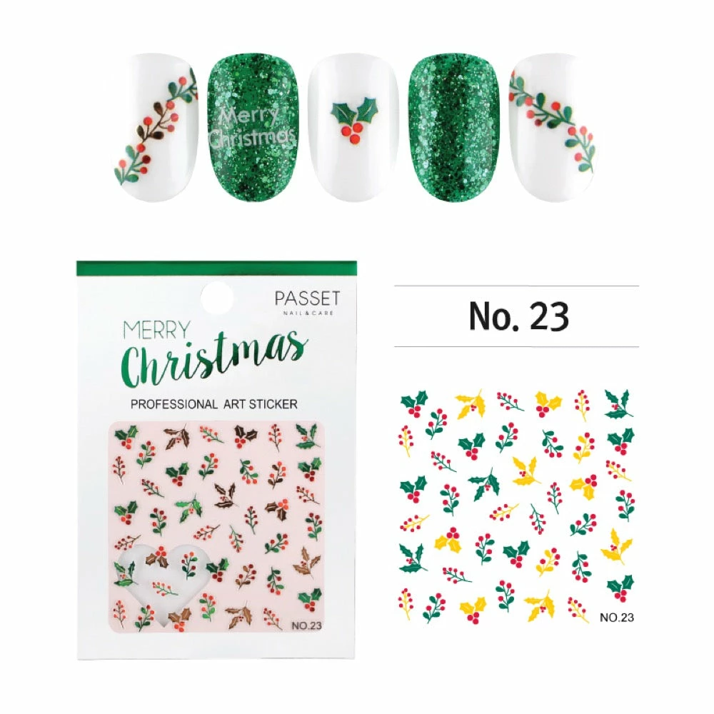 Passet Christmas Nail Art Sticker / Winter Holly 1 Passet Christmas Nail Art Sticker / Winter Holly