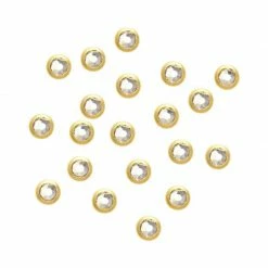 Daily Charme Nail Crystals Swarovski Round Flatback Rhinestone / Clear / Gold Framed