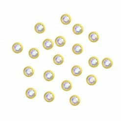 Daily Charme Nail Crystals Swarovski Round Flatback Rhinestone / Crystal AB / Gold Framed
