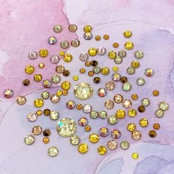 Daily Charme Nail Crystals Swarovski Yellow Round Flatback Crystal Value Mix