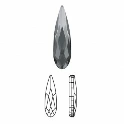 Daily Charme Swarovski Raindrop Flatback Unfoiled Rhinestone / Crystal Silver Night