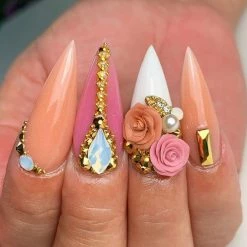 Daily Charme Nail Crystals Swarovski Foiled Cosmic Baguette Flatback Rhinestone / Aurum