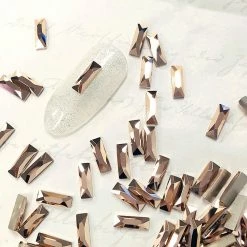 Daily Charme Swarovski Foiled Cosmic Baguette Flatback Rhinestone / Rose Gold Nail Crystals