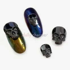Daily Charme Swarovski Skull Flatback Rhinestone / Jet Hematite Nail Crystals