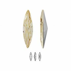 Daily Charme Swarovski Thin Navette Fancy Pointed Back Rhinestone / Golden Shadow Nail Crystals