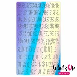 Whats Up Nails Nail Art Vinyl Sticker / Blackletter Alphabet / Aurora Blue