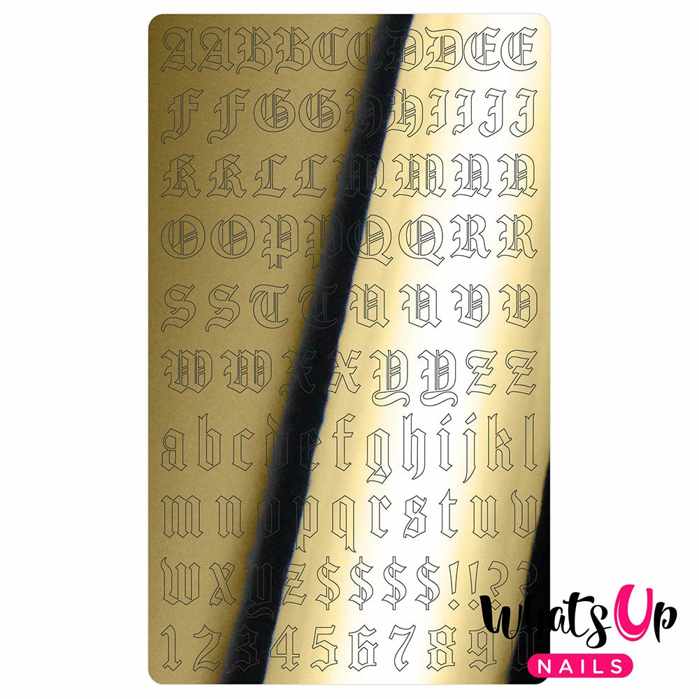 Whats Up Nails Vinyl Sticker / Blackletter Alphabet / Metallic Gold 1 Whats Up Nails Vinyl Sticker / Blackletter Alphabet / Metallic Gold