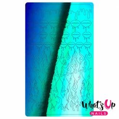 Whats Up Nails Vinyl Sticker / Dripping Flames / Chameleon Green Summer Nails