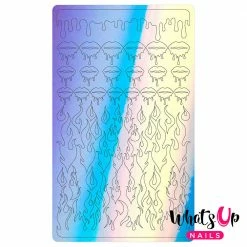 Whats Up Nails Summer Nails Vinyl Sticker / Dripping Flames / Aurora Blue