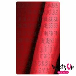 Whats Up Nails Vinyl Sticker / Blackletter Alphabet / Metallic Red